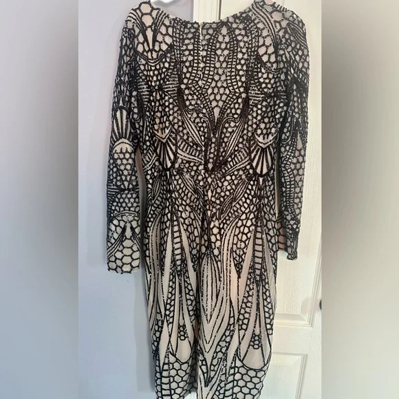 Semi formal, black and nude midi dress. - Picture 6 of 6